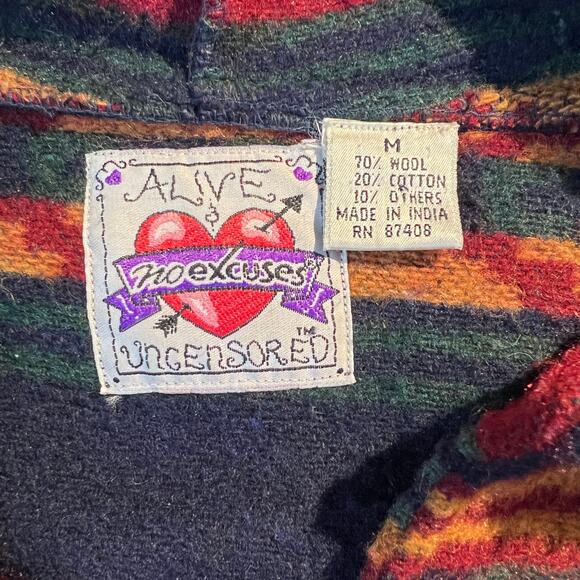 Vintage Southwestern Jacket Oversized Hooded Wool Aztec Western Boho Country - Picture 7 of 7